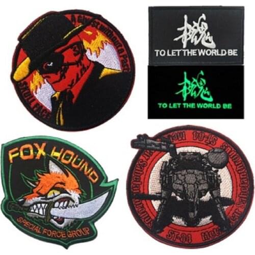 3D Embroidery Armband Patches Fox Hound/Huai Skull Face/Sahelanthropus Patches U.S.A Seal Marines Patches Badges