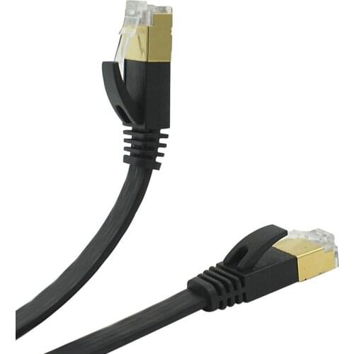 5m 15ft Cat7 Ethernet Flat Patch Network Cable, Shielded (STP) with Snagless Rj45 Connectors
