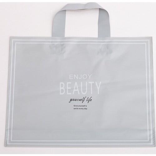 50pcs/lot Thick Large Plastic Bags 35x25cm Grey fine matte bag Shopping Jewelry Packaging Bags Plastic Gift Bag With Handle