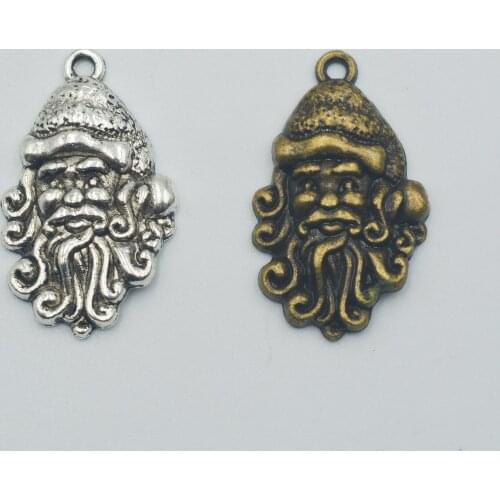 8pcs wholesale silver plated vintage metal charms Christmas Santa Claus Charms 32*19mm