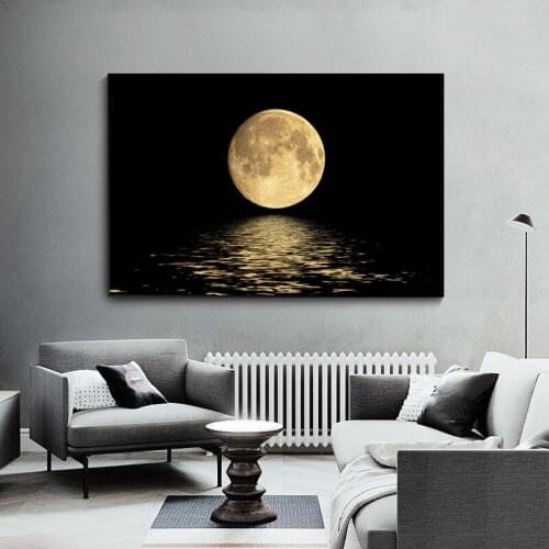Abstract Art Modern Printing Painting Black and White Moon Oil Painting Printing Art Room Living Room Decoration Canvas Art