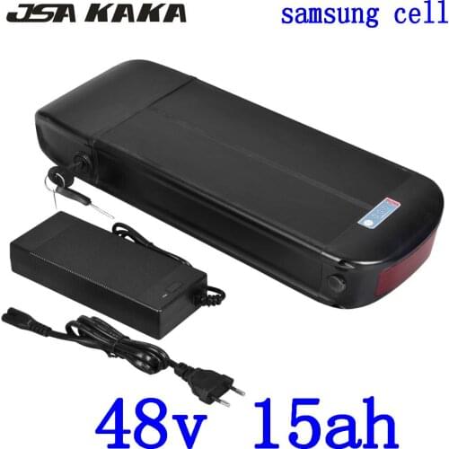 48V 500W 750W Rear Rack eBike Battery Pack 48V 15AH Lithium Battery 48V 15AH 12AH Electric Bicycle Battery use samsung cell