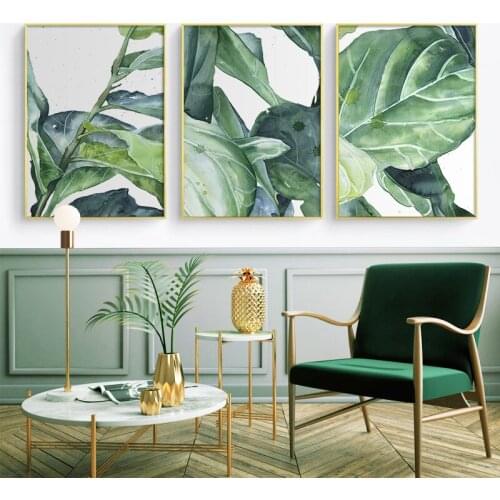 Watercolor Tropical Plant Nordic Poster Home Decor Scandinavian Green Leaves Decorative Picture Modern Wall Art Canvas Painting