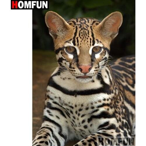 HOMFUN Full Square/Round Drill 5D DIY Diamond Painting "Animal leopard" Embroidery Cross Stitch 5D Home Decor Gift A16767