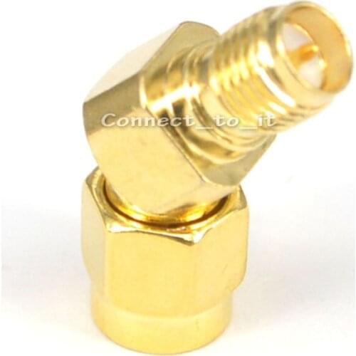 2 Pieces SMA RP SMA 45 Degree Antenna Adpater Connector For FPV Race RX5808 Fatshark Goggles Antenna Goldplated Connector