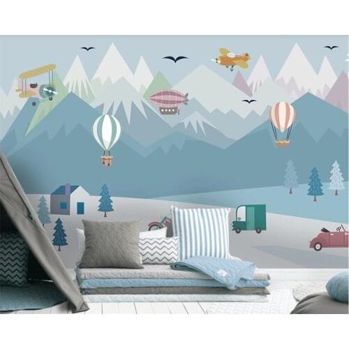 Beibehang Customized modern Nordic hand-painted cartoon starry moon boat childrens room background papel de parede wallpaper
