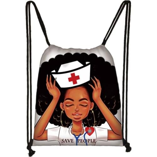 Healthy big size ECG Drawstring big black doctor nurse magic hat medical Syringe nursing pill save people bag backpack