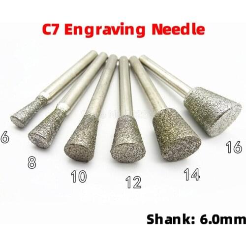 1Pcs 6MM Shank Diameter Cylindrical Graphite Rod Polished Diamond Grinding Needle Carving Tool Abrasive Head Horn Jade Polishing