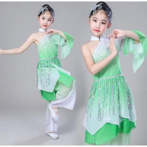 Children Yangko Dance Costume Chinese Traditional Folk Drum Show Girls Yangko Stage Dance Costumes Umbrella Dance Clothing