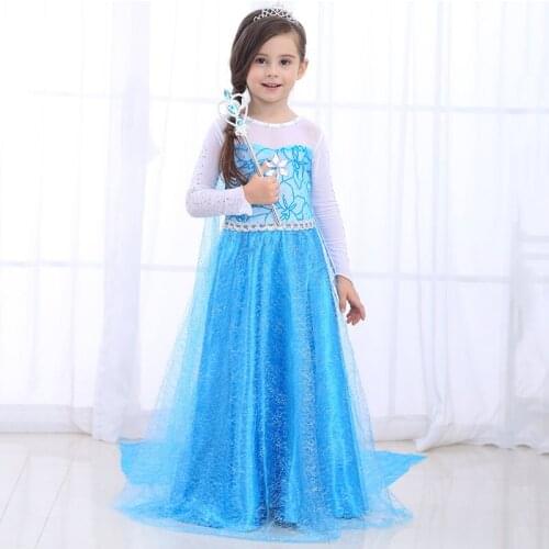 Kids Summer Dress Elsa Princess Long Dresses Cosplay Costumes and Mesh Cloak Girls Birthday Party Christmas Halloween Clothes