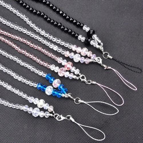 Crystal Mobile Phone Lanyard Chain ID Name Badge Holder Exhibition Student Office Staff Card Keys Neck Strap Long Hanging Rope