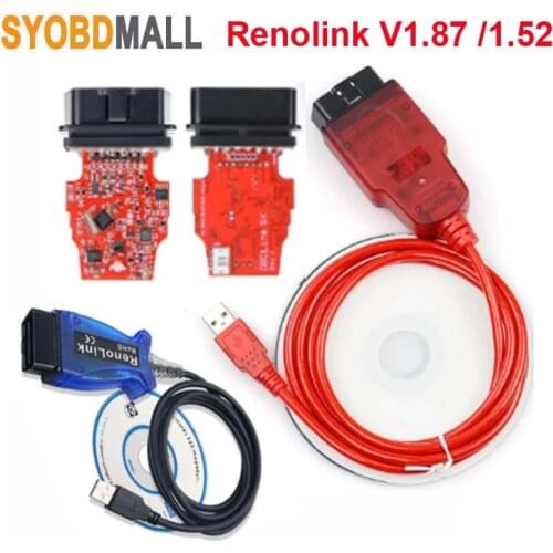 Renolink V1.87/1.52 ECU Programmer for Renault ECU Resetting Key Coding UCH Match Dashboard Coding V1.52 OBD2 Airbag Reset Tool