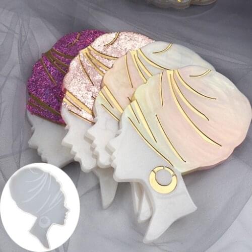 Afro Woman Head Beauty Silicone Mold for DIY Epoxy Resin Coaster Tray Crfats Jewelry Tools Mould