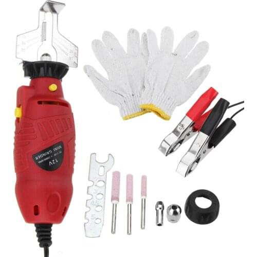 12V Chainsaw Chain Sharpener Electric Mini Handheld Grinder Tool File Set Boring Milling Grind Machine Set Woodworking Diy Tools