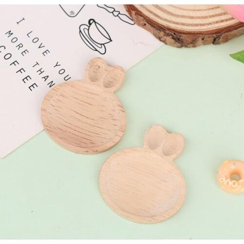 Cute 1Pcs 1/12 Dollhouse Miniature Wooden Rabbit Shape Plate Simulation Tray Model for Doll House Decor