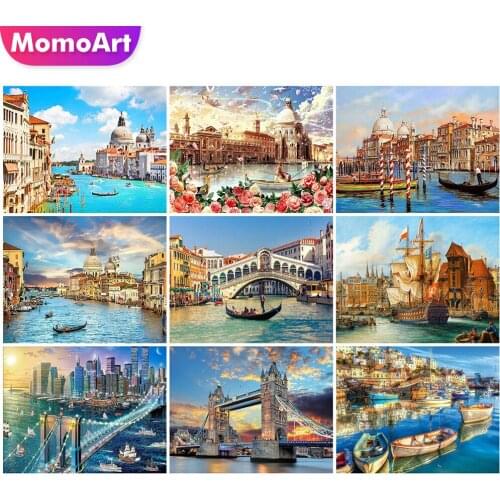 MomoArt 5D DIY Diamond Embroidery City Full Square Diamond Painting Venice Landscape Diamond Mosaic Full Layout Wall Decorations