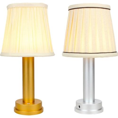 Table Lamp Modern Desk Reading Light USB Charging Fabric Shade Metal Base