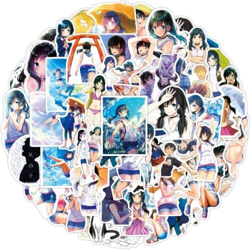 50pcs/pack Weathering with You Anime Small Waterproof Wall Stickers