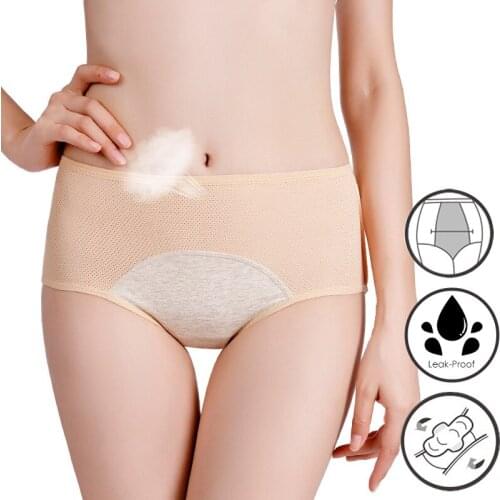 Leakproof Menstrual Panties For Women Mid Waist Breathable Period Underwear Solid Color Lingerie Top Briefs Dropshipping