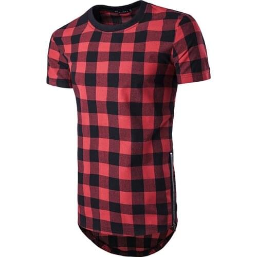 2020 Brand New Oversized Shirt T-shirt Side Zipper Hip Hop Hipster Plaid Pullover Tshirt Shirts Fashion Streetwear Shirts