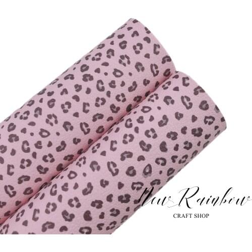 New Rainbow 30x22cm/A4 Pink Leopard Animal Skin Pattern 1.0MM Litchi Faux Leatherette Sheet Nice Bows & Accessories Making