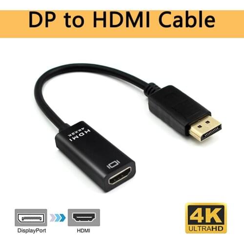 Display Port to HDMI Adapter Cable 4K 1080P Male to Female DP Converter 4K*2K for Projector HP DELL Laptop PC TV