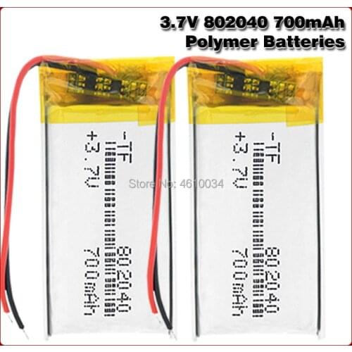 Rechargeable Li-Po Lithium Li-polymer Batteries Replacement 3.7V 700mAh 802040 Battery For Voice Recorder MP3 MP4 LED Light