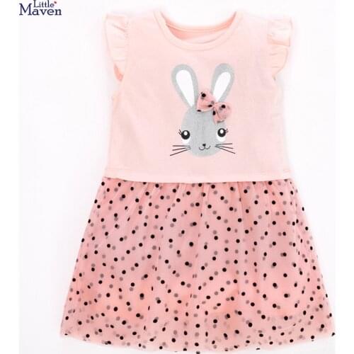 Frocks for Girls 2021 Summer Baby Girl Children Clothes Toddler Cotton Bunny Print Vestiods Casual Dot Dress for Kids 2-7 Years