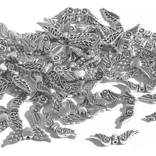 20pcs/pack Angel Wings Charms Ancient Silver Plated Alloy Pendant For DIY Jewelry Pendant Chain Necklace Jewelry Accessories
