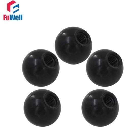 5pcs M10 x 35mm Ball Knob 10mm Thread 35mm Ball Diameter Bakelite Black Ball Lever Knob for Machine Tools Replacement