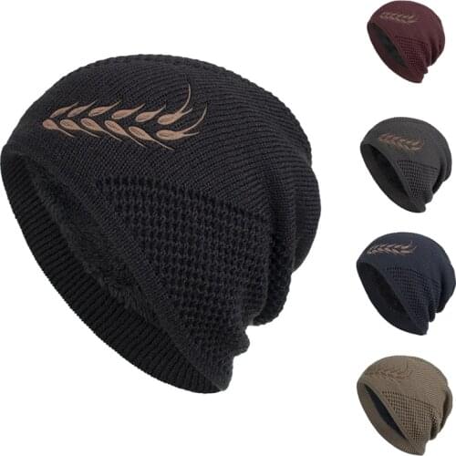 New Fashion Adult Men Winter Warm Hat For Unisex Knitted Casual Beanies Skullies Acrylic Hats Brand Outdoor Print Wheat Gorros