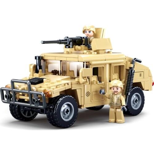 Sluban WW2 Military Hummered H2 H1 Jeeped Assault Car Army Vehicle Building Blocks Kits Bricks Classic Model Kid Toys Boys Gift