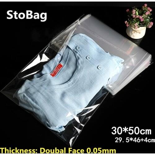 StoBag 100pcs 30*50cm Clear Self Adhesive Resealable Opp Clothing Bags Packing Transparent Plastic Bags Gift Bag Cellophane Bag
