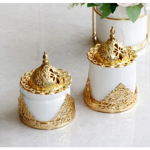 Buddhist supplies Creative golden Middle Eastern style ceramic combination incense burner aromatherapy furniture decoration