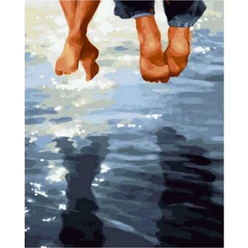 Frameless picture oil painting by numbers wall decor diy painting on canvas for home decor 4050 white and purple flower