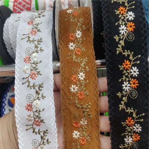 4.3cm Width Embroidered Flowers Webbing For needlework Dentelle Sewing Accessories 1 Yard