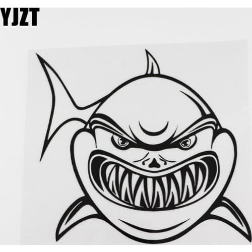 YJZT 16.1CMX14.7CM Decor Shark Jaws Predator Ocean Sea Vinyl Car Sticker Black /Silver 13C-0204