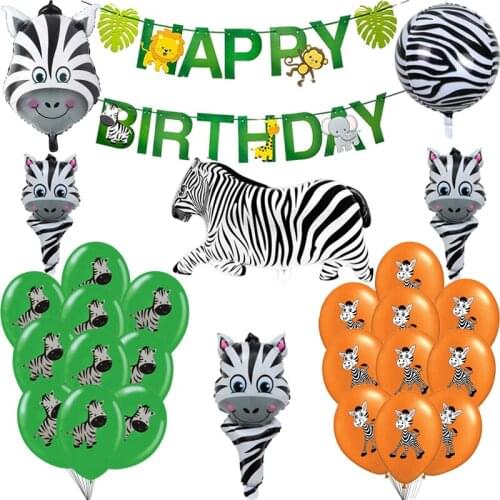 Zebra Pattern Latex Balloons Kid Gift Banner Happy Birthday Party Baby Shower Decor Black White Jungle Animal Zoo Theme Supplies