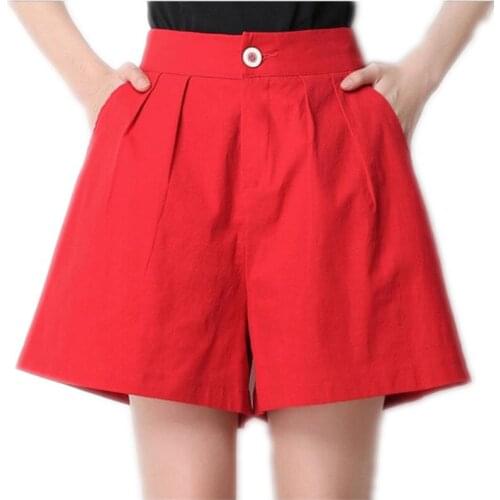 2018 New Women Summer Linen Wide Leg Shorts Cheap Women Drawstring Loose Shorts Casual High Waist Shorts Plus Size S-4XL Q313
