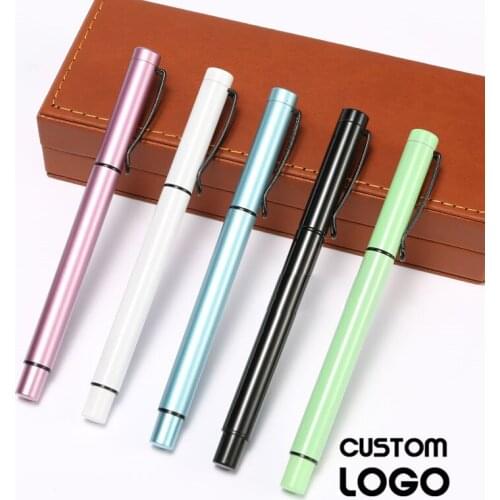 1pc 0.5mm Business Metal Signature Pen Gift Carbon Gel Pens Office Supplies Prize Student Stationery Laser Lettering Custom Logo