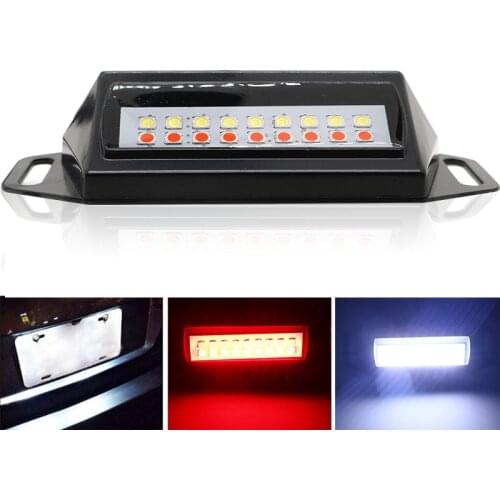 18 LED Car Number License Plate Light white Back light and RED Brake lights 2in1