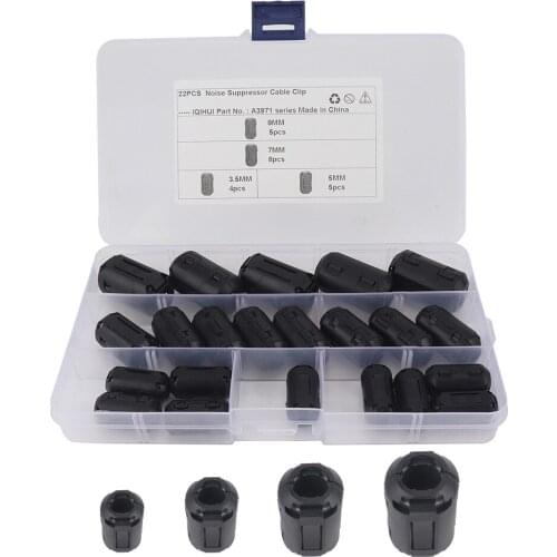 22x Clip On Ferrite Core Filters Cable Connector Clamp Ring Kit Noise Suppressor Filter Cable Connector Clamp