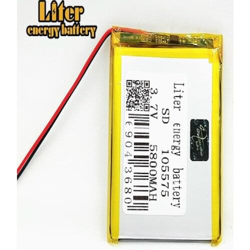 3.7V 5800mAh 105575 Polymer Lithium LiPo Rechargeable Battery For GPS DVD PAD E-book tablet pc laptop power bank video game