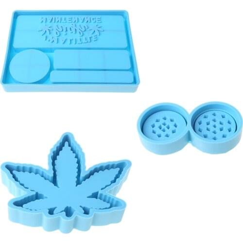 3Pcs Silicone Resin Mold Maple Leaf Ashtray Mold and Spice Grinder Resin Mold Leaves Storage Box Resin Casting Molds Kit