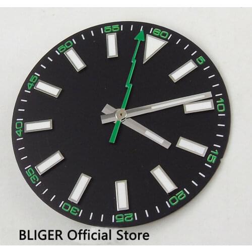 30.8MM Black Sterile Dial Luminous Marks Watch Dial+Flash Watch Hands Fit For Miyota 8215 8205 821A Mingzhu 2813 Movement D125