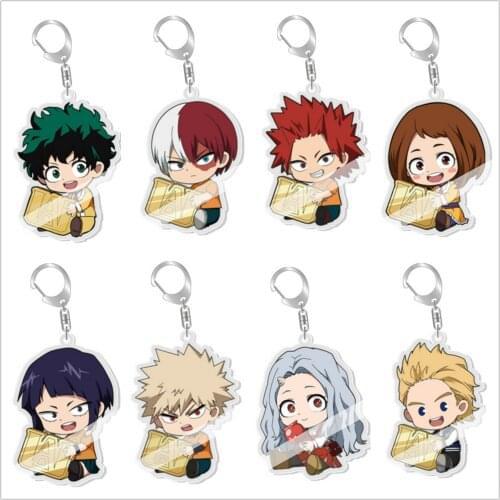 5pcs My Hero Academia Bakugou Katsuki Midoriya Izuku Todoroki Shoto Might doll toys Acrylic KeyChain Pendant Key Ring Bags Charm