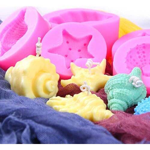 7 Styles Conch Starfish Seashell Cake Decor Tools Silicone Mold Fondant Sugarcraft DIY Cupcake Gumpaste Confectionery Moulds