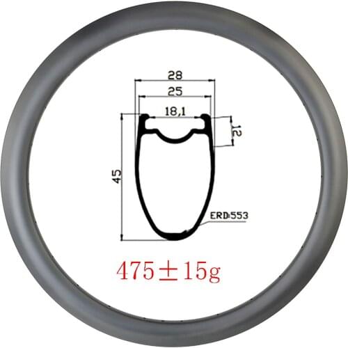 700c 45mmx25mm clincher tubeless road disc carbon rims UD 3K 12k 16H 18H 20H 24H 28H 32H U-Shape Cyclocross Road Racing Bicycle