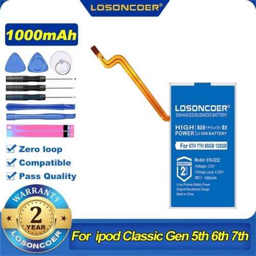 616-0232 616-0229 1000mAh Battery For Apple ipod Classic Gen 5th 6th 7th 80GB 120GB Thin 160GB For Apple ipod 5/5.5 Gen 30Gb