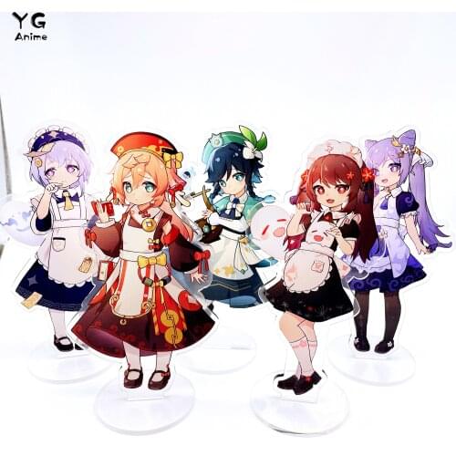 Anime Game Genshin Impact Figure Klee Keqing Qiqi Hutao Qing Acrylic Stand Model Plate Desk Decor Accessories Bag Pendant Gifts